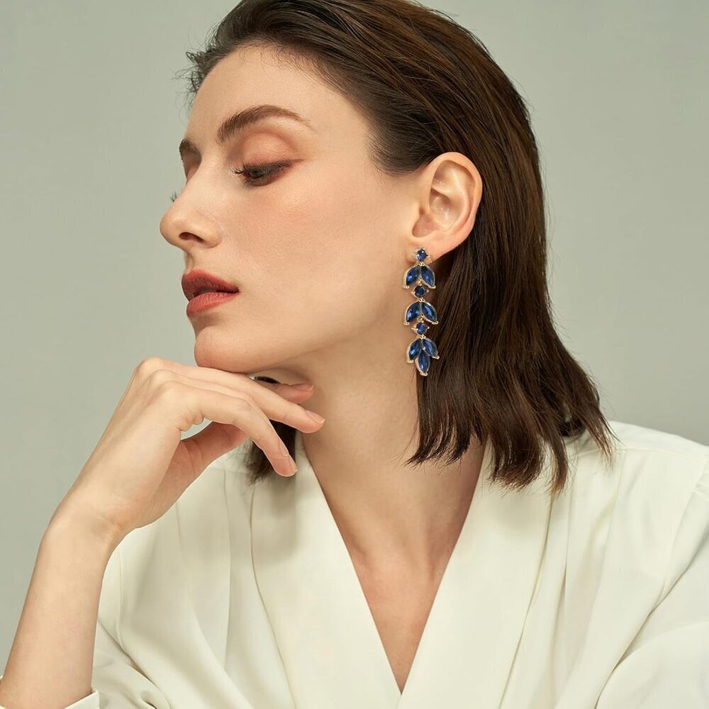 Dangle Earrings Rhinestone Crystal Drop Jewelry for Weddings Proms Parties - Picture 4 of 8